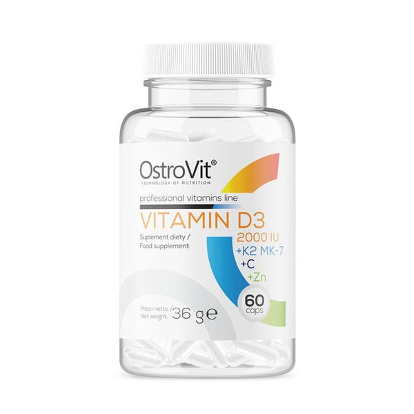 OstroVit Vitamin D3 2000 IU+K2+MK-7+C+Zn (60 caps) 20371-01 фото