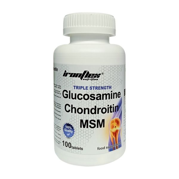 IronFlex Глюкозамін Хондроїтин МСМ потрійної сили 100 таб (Triple Strength Glucosamine Chondroitin MSM) 18386-01 фото